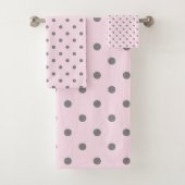 PINK GRAY SPOT BATHROOM TOWEL SET BAD HANDDOEK (Insitu)