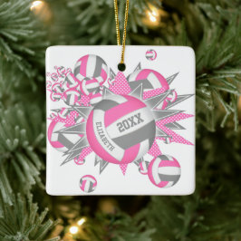 pink gray volleybal blowout meisjes sport keramisch ornament