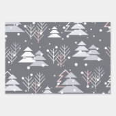 PINK GRAY WHITE HOLIDAY CHRISTMAS TREES INPAKPAPIER VEL (Voorkant 2)