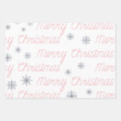 PINK GRAY WHITE HOLIDAY MERRY CHRISTMAS INPAKPAPIER VEL (Voorkant 3)