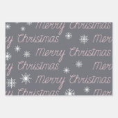 PINK GRAY WHITE HOLIDAY MERRY CHRISTMAS INPAKPAPIER VEL (Voorkant 2)