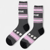 Pink, gray, white- Name heart Socks Sokken (Links)