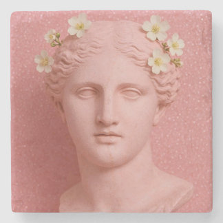 Pink Greek Coasters. Stenen Onderzetter