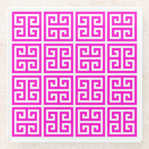 Pink Greek Key Onderzetter
