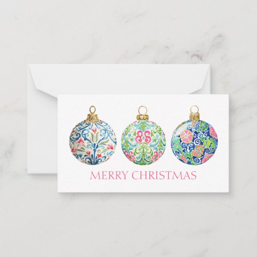 Pink Green and Navy Blue Chinoiserie Christmas Notitiekaartje (Voorkant)