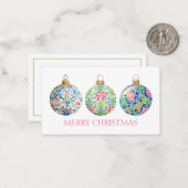 Pink Green and Navy Blue Chinoiserie Christmas Notitiekaartje (Voorkant / Achterkant in situ)