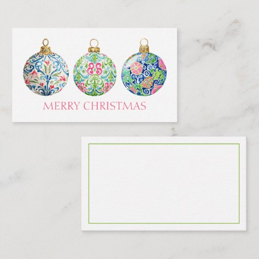 Pink Green and Navy Blue Chinoiserie Christmas Notitiekaartje (Voorkant / Achterkant)