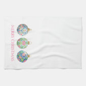 Pink Green and Navy Blue Chinoiserie Christmas Theedoek (Horizontaal)