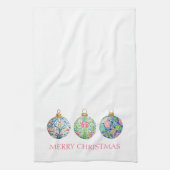 Pink Green and Navy Blue Chinoiserie Christmas Theedoek (Verticaal)