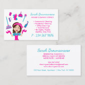 Pink Green Cartoon House Cleaning Service Visitekaartje (Voorkant / Achterkant)