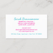 Pink Green Cartoon House Cleaning Service Visitekaartje (Achterkant)