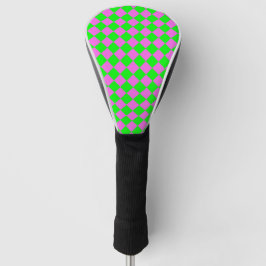 Pink Green Checker Diamond Pattern Golfheadcover