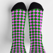 Pink Green Checker Diamond Pattern Sokken (Top)