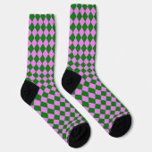 Pink Green Checker Diamond Pattern Sokken (Rechts)