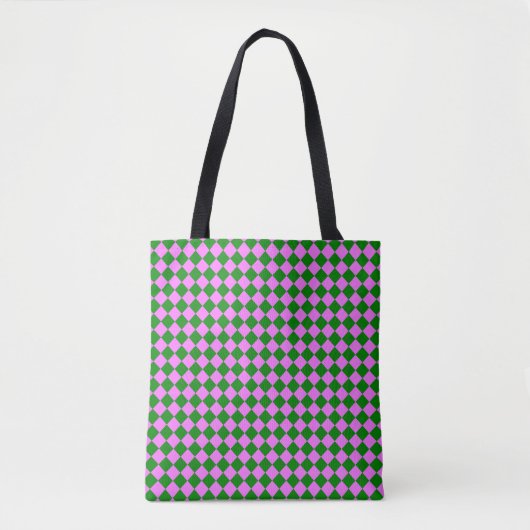 Pink Green Checker Diamond Pattern Tote Bag (Voorkant)