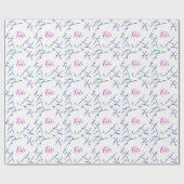 Pink green cherry tree name boho retro rustic bold cadeaupapier (Vlak)