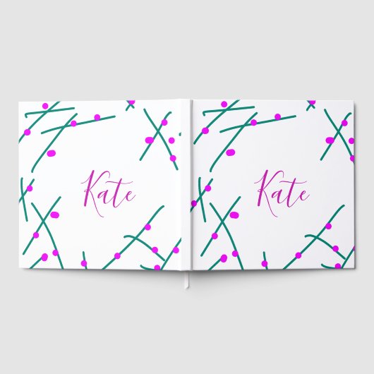 Pink green cherry tree name boho retro rustic bold gastenboek (Volledig)