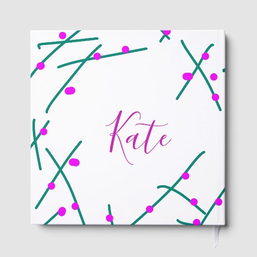 Pink green cherry tree name boho retro rustic bold gastenboek (Achterkant)