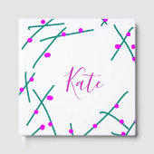 Pink green cherry tree name boho retro rustic bold gastenboek (Voorkant)