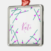 Pink green cherry tree name boho retro rustic bold metalen ornament (Links)