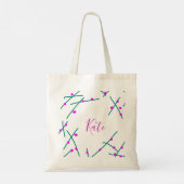 Pink green cherry tree name boho retro rustic bold tote bag (Achterkant)