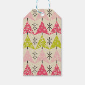 Pink & green Christmas trees Cadeaulabel (Voorkant)