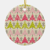 Pink & green Christmas trees Keramisch Ornament (Voorkant)