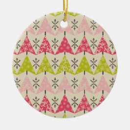 Pink & green Christmas trees Keramisch Ornament