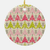 Pink & green Christmas trees Keramisch Ornament (Achterkant)