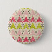 Pink & green Christmas trees Ronde Button 5,7 Cm (Voorkant)