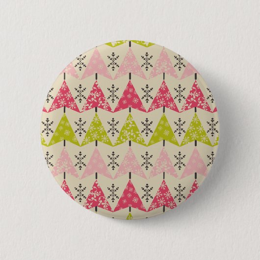 Pink & green Christmas trees Ronde Button 5,7 Cm (Voorkant)