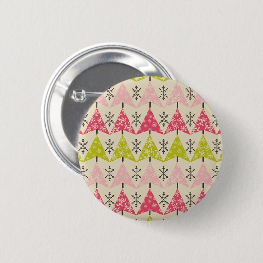 Pink & green Christmas trees Ronde Button 5,7 Cm (Voorkant /achterkant)
