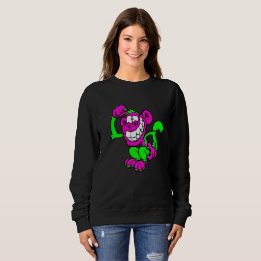 Pink Green Crazy Monkey Trui (Voorkant volledig)