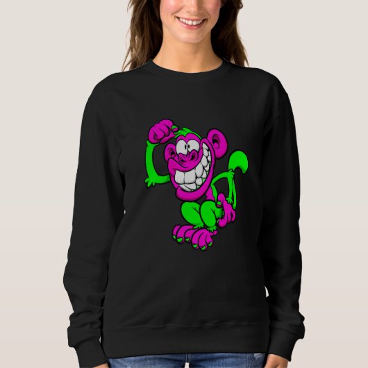Pink Green Crazy Monkey Trui (Voorkant)