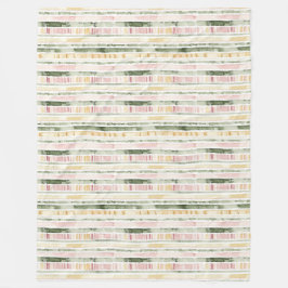 Pink Green Cream Stripes Birthday Fleece Deken
