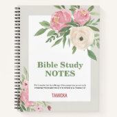 Pink Green Floral Bible Study Personalized Notitieboek (Voorkant)