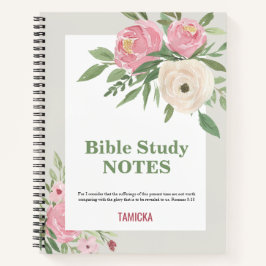 Pink Green Floral Bible Study Personalized Notitieboek