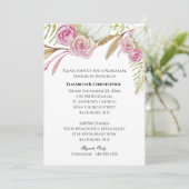 Pink Green Floral Botanical Wedding Rehearal Kaart (Staand voorkant)