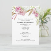 Pink Green Floral Botanical Wedding Rehearsal Inv Kaart (Staand voorkant)