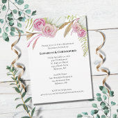 Pink Green Floral Botanical Wedding Rehearsal Inv Kaart