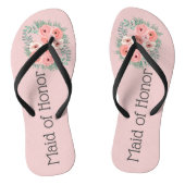Pink Green Floral Maid of Honor Teenslippers (Voetbed)