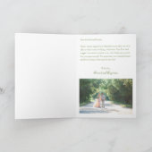 Pink Green Floral Photo Wedding Message Folders Bedankkaart (Binnen)