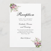 Pink Green Floral Traditional Wedding Reception Informatiekaartje (Voorkant)