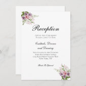 Pink Green Floral Traditional Wedding Reception Informatiekaartje (Voorkant / Achterkant)