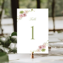 Pink Green Floral Wedding Kaart