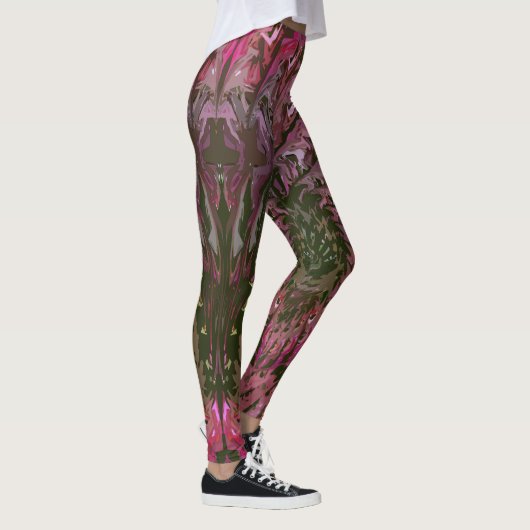Pink Green Fractal Art Leggings (Rechts)