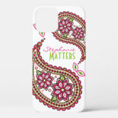 Pink Green Funky Paisley gepersonaliseerd Case-Mate iPhone Case (Achterkant)