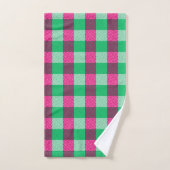 Pink Green Gingham Check Design Bad Handdoek (Handdoek)