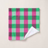 Pink Green Gingham Check Design Bad Handdoek (Wasdoekje)