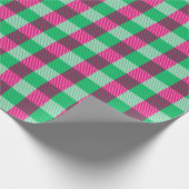 Pink Green Gingham Check Design Cadeaupapier (Hoek)